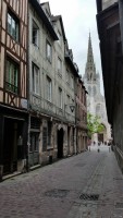 Rouen city street and church